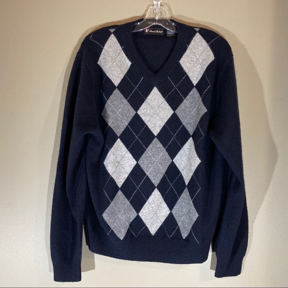 Daniel Bishop, L Navy & Grey Argyle Cashmere